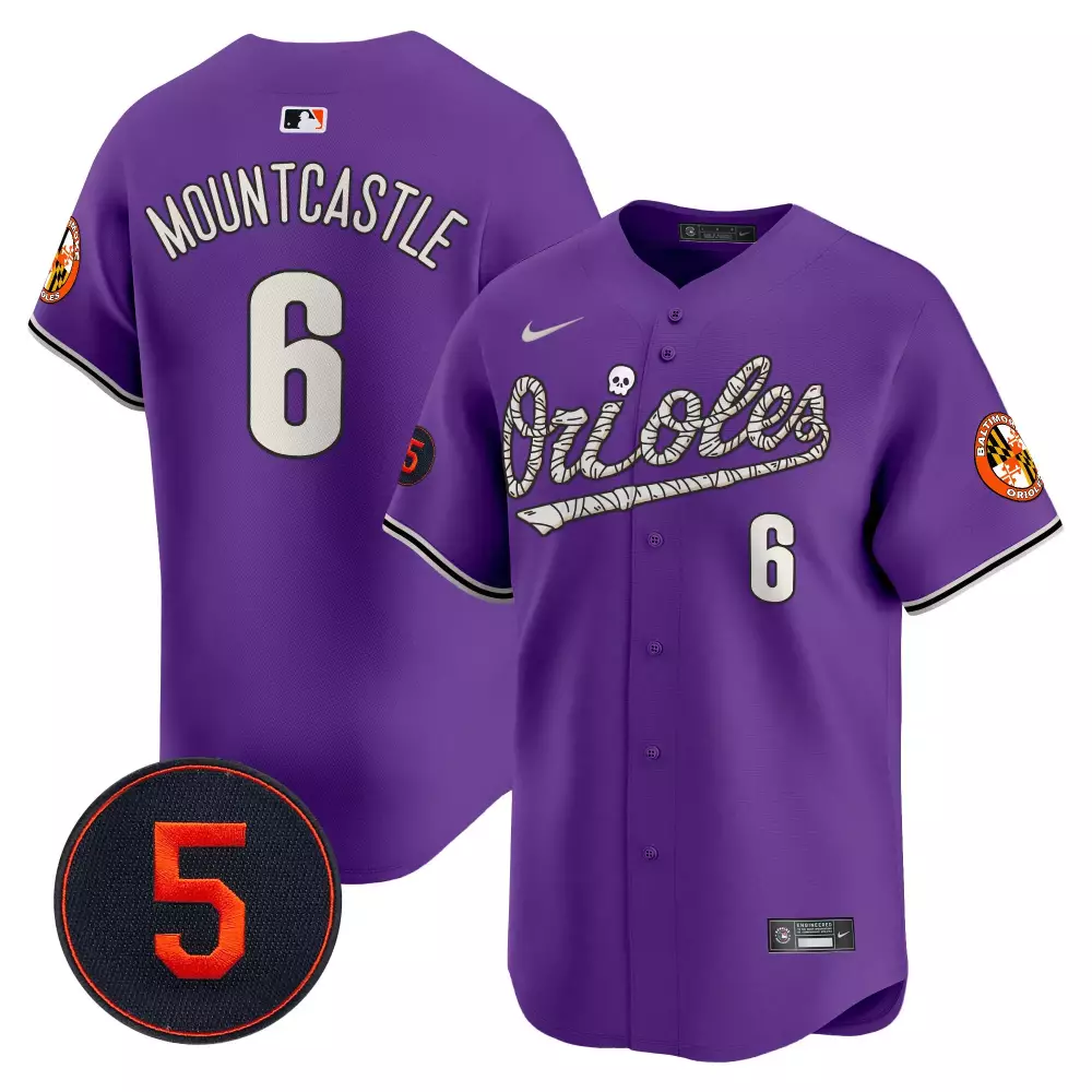 ryan mountcastle purple gold mens baltimore orioles robinson patch vapor premier limited jersey v2 all stitched