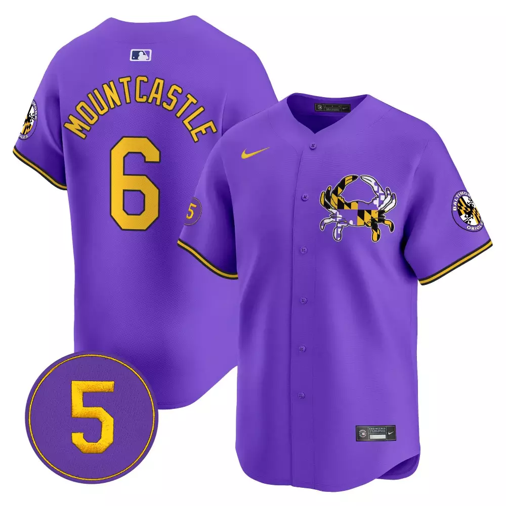 ryan mountcastle purple gold mens baltimore orioles robinson patch vapor premier limited jersey v2 all stitched