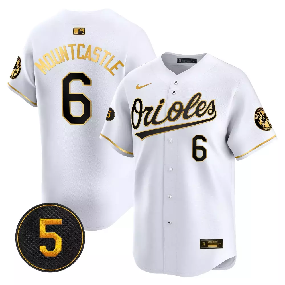 ryan mountcastle white gold mens baltimore orioles 2024 spring training patch vapor premier limited jersey all stitched