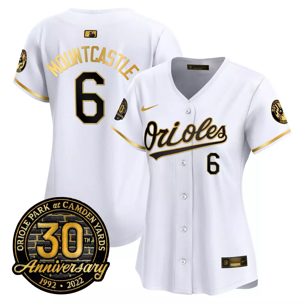 ryan mountcastle white gold womens baltimore orioles camden yards 30th anniversary patch vapor premier limited jersey al