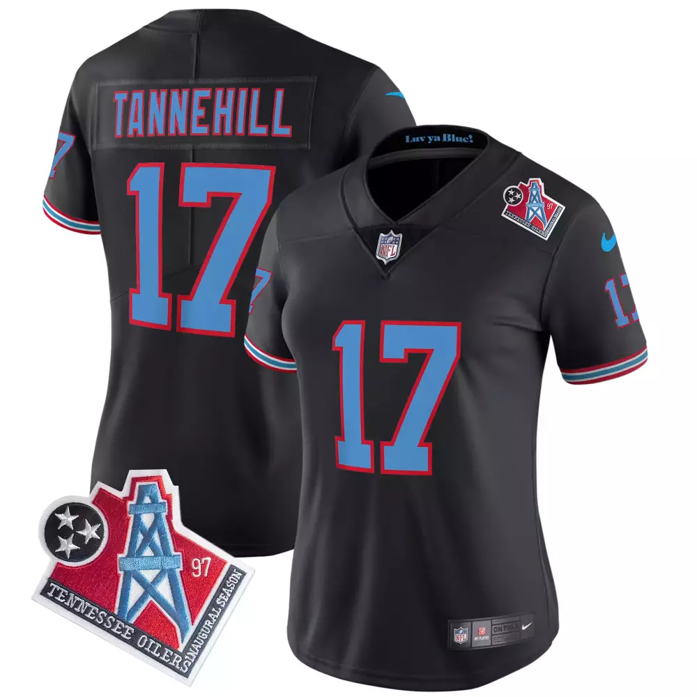 Ryan Tannehill Black Women's Tennessee Titans 1997 Throwback Limited Vapor Jersey | All Stitched | Fan Gear | For Women, Men & Youth