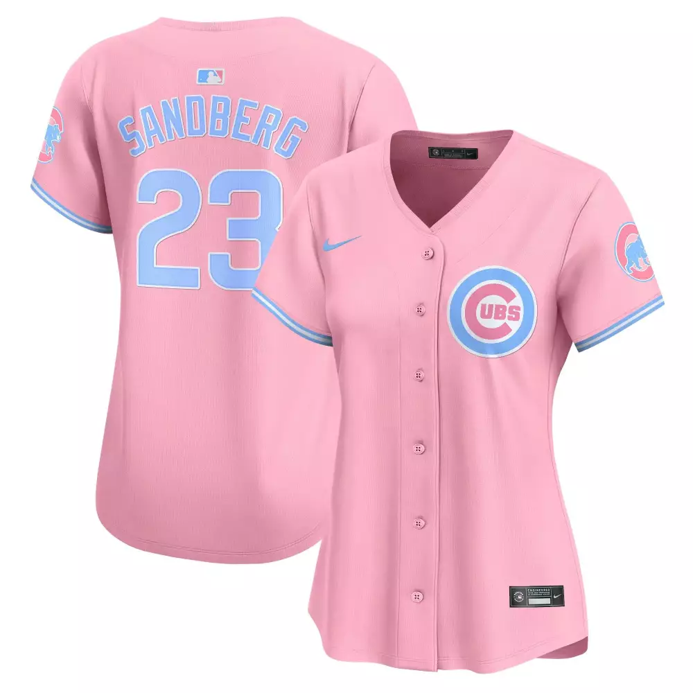 Ryne Sandberg Pink Women's Cubs Bubblegum Jersey | Stitched Vapor Premier Limited Edition | Fan Gear for Women & Youth