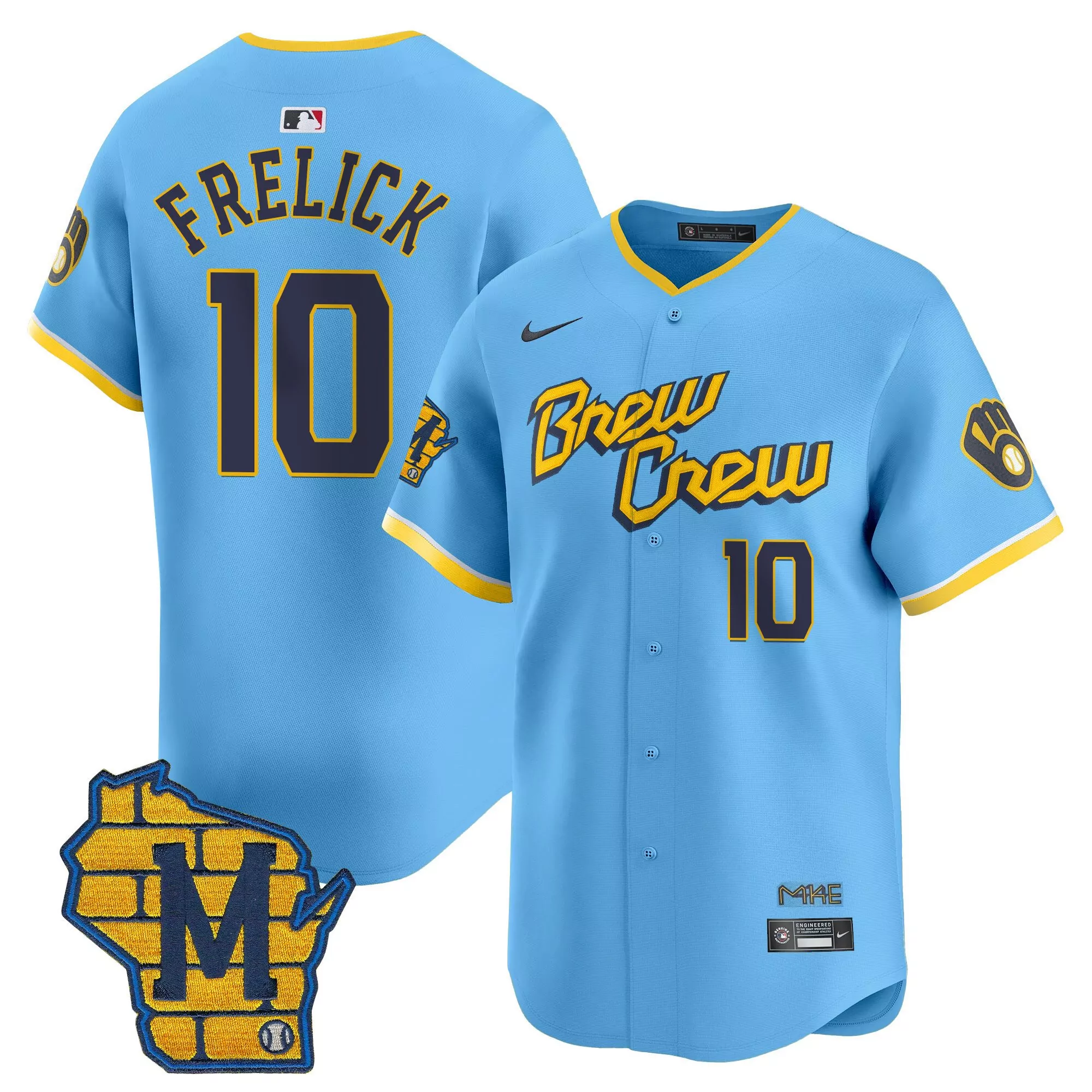 sal frelick black gold womens milwaukee brewers home patch vapor premier limited jersey all stitched