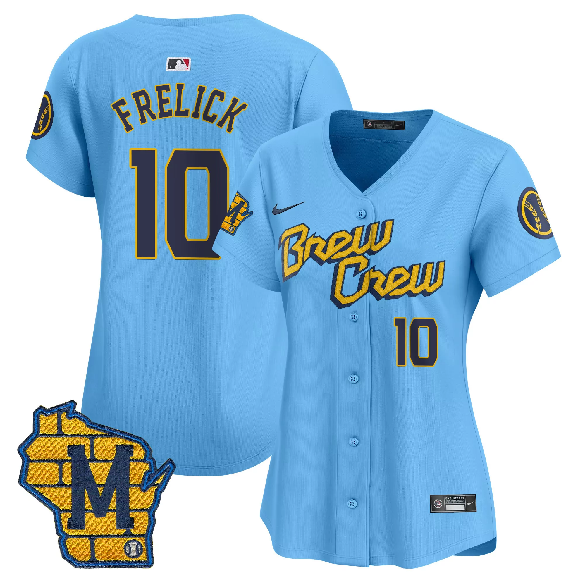 sal frelick black gold womens milwaukee brewers home patch vapor premier limited jersey all stitched