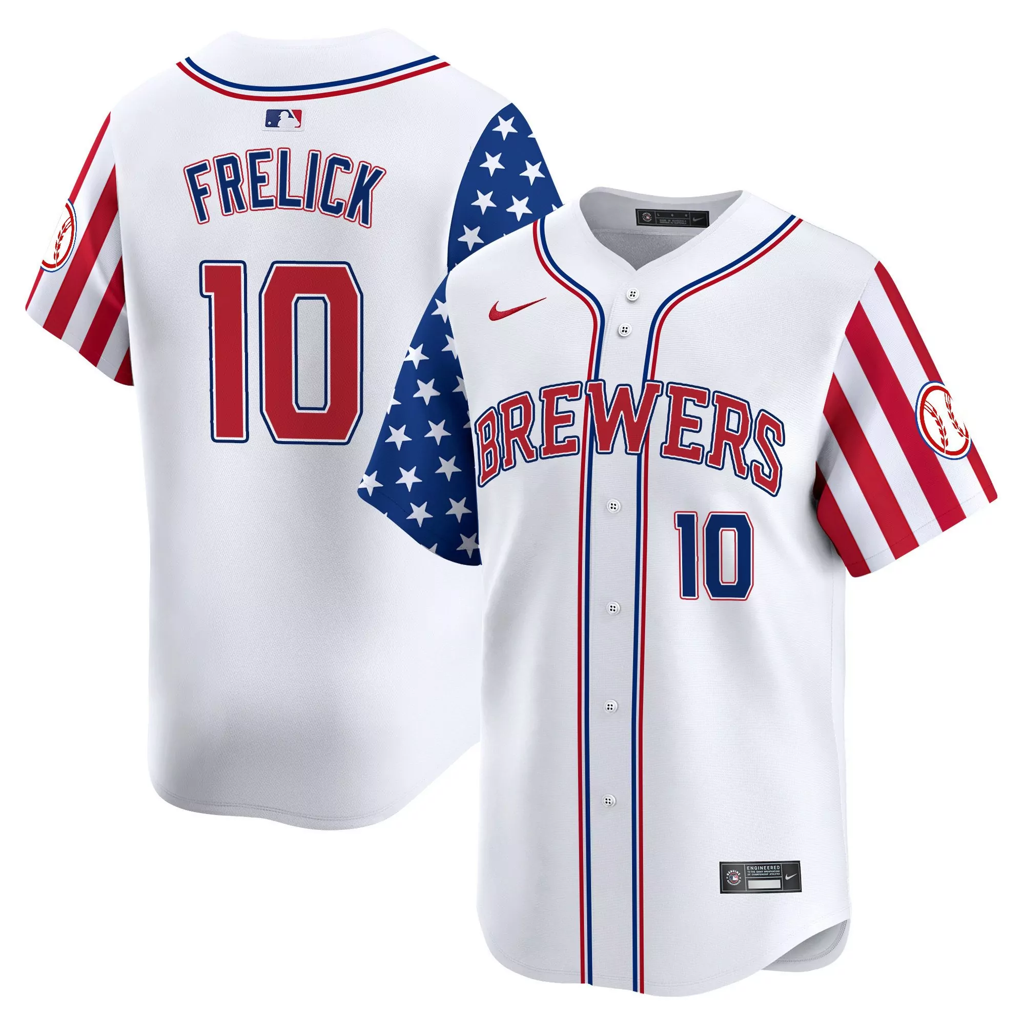 sal frelick youth milwaukee brewers 2024 independence day vapor premier limited jersey all stitched