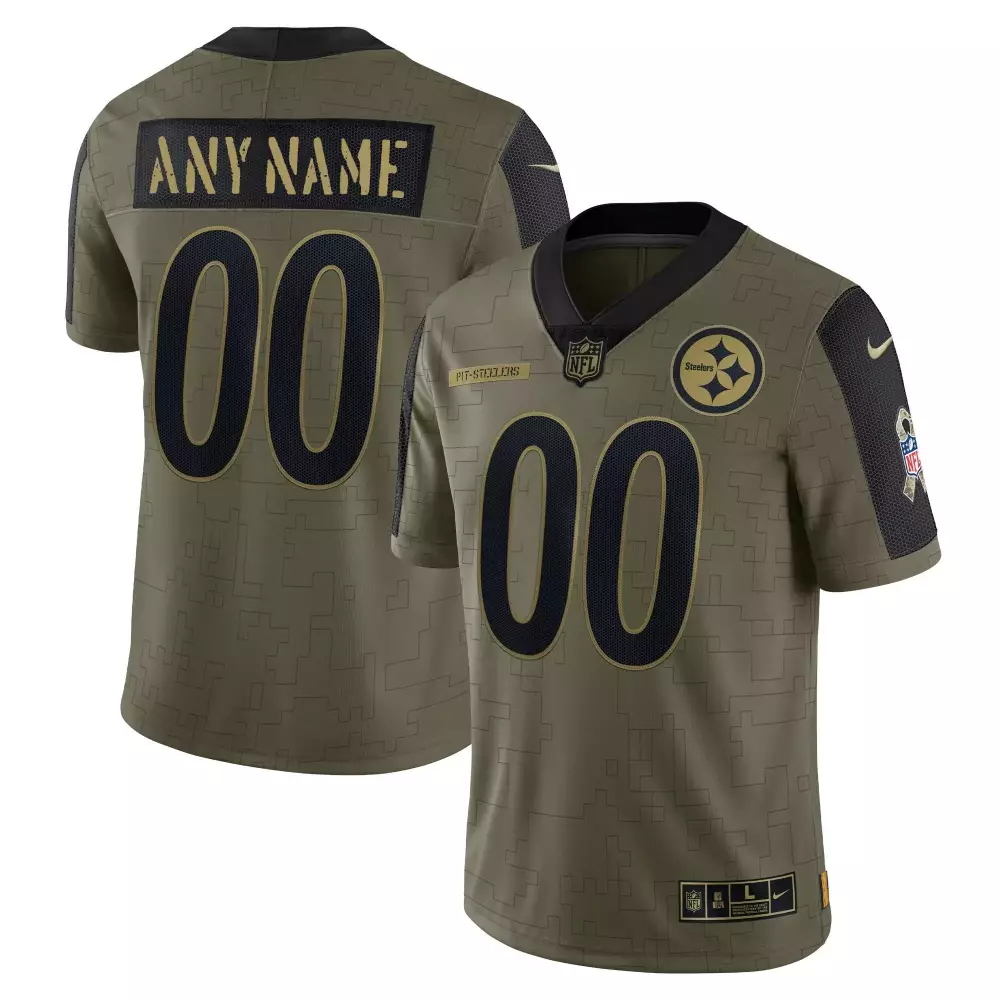 salute to service men pittsburgh steelers 2021 salute to service limited custom jersey olive all stitched