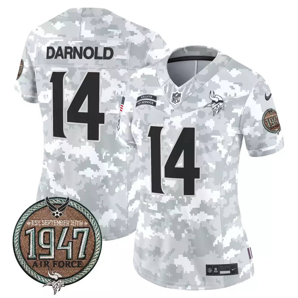 sam darnold air force mens minnesota vikings 2024 salute to service establishment year patch vapor limited jersey all st