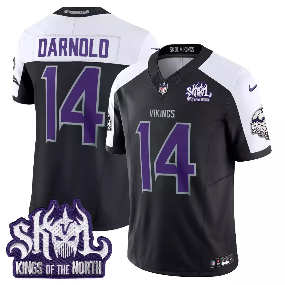 sam darnold black alternate mens vikings 2024 winter warrior skol patch vapor elite jersey all stitched