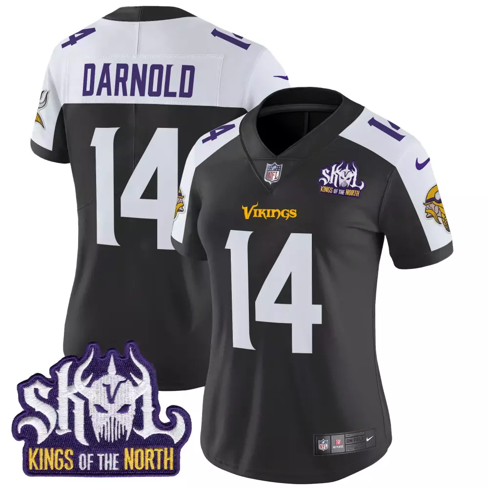 sam darnold black alternate womens minnesota vikings 2024 vapor limited jersey v2 est 1961 patch all stitched