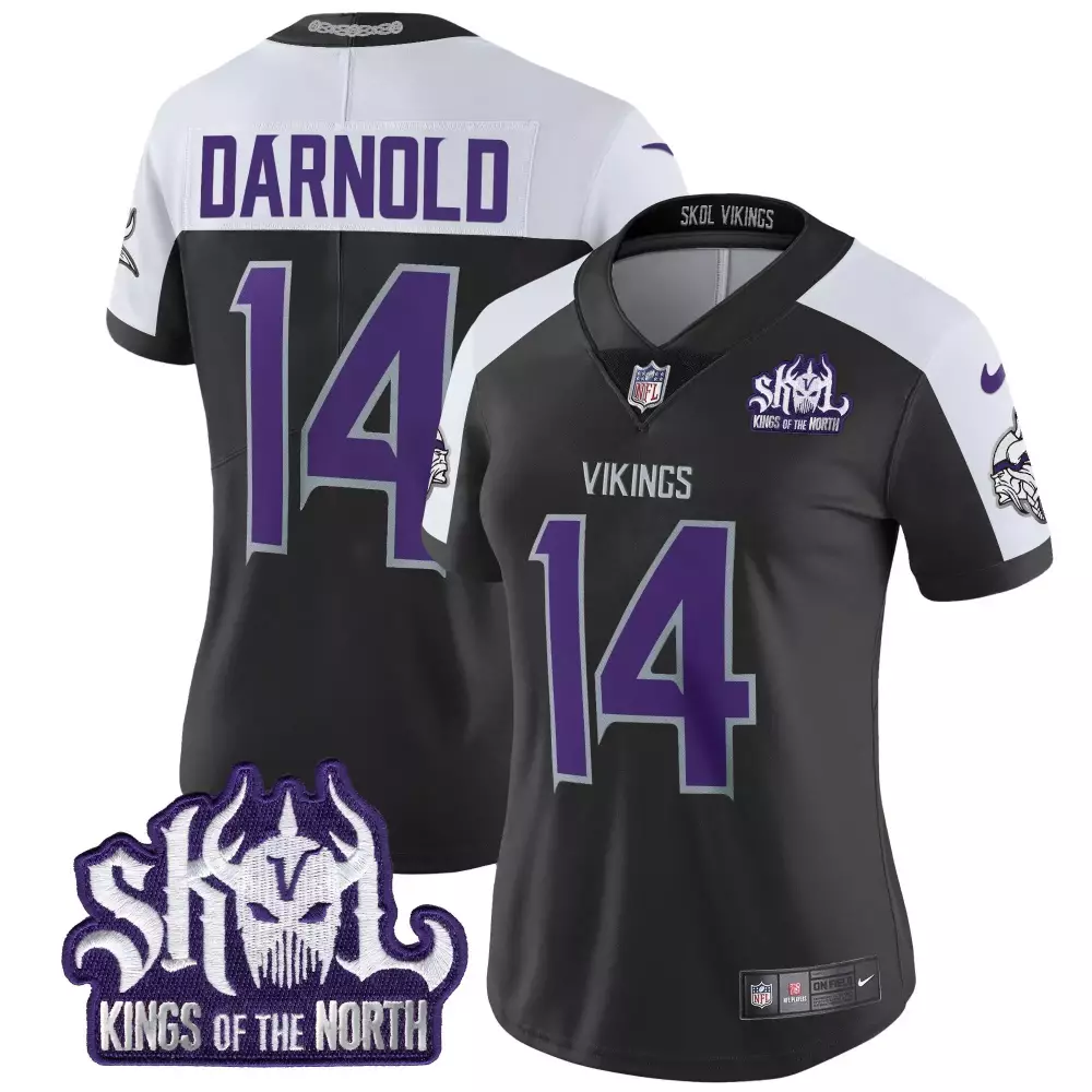 sam darnold black alternate mens vikings 2024 winter warrior skol patch vapor elite jersey all stitched