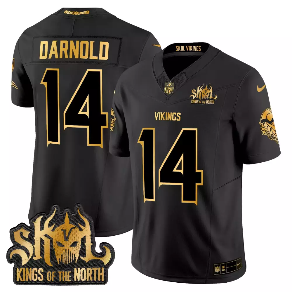 sam darnold black alternate mens vikings 2024 winter warrior skol patch vapor elite jersey all stitched