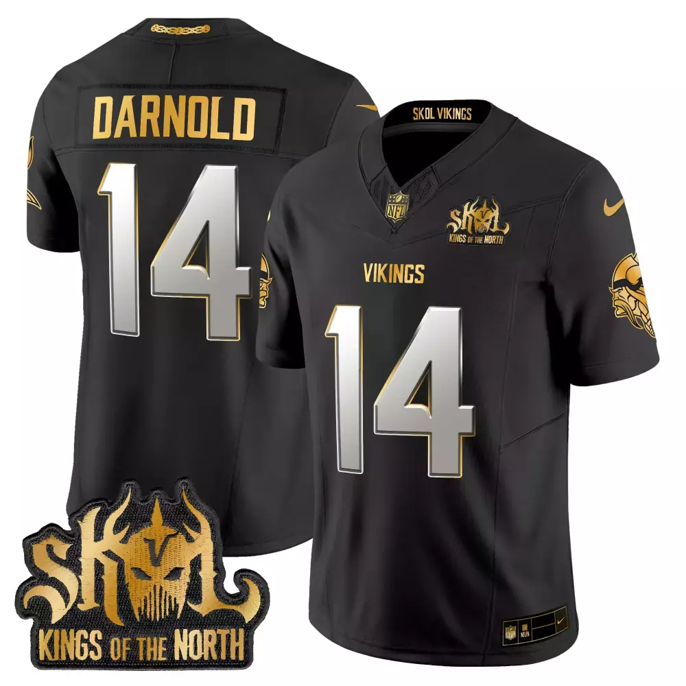 sam darnold black limited mens vikings 2024 winter warrior skol patch gold vapor limited jersey all stitched