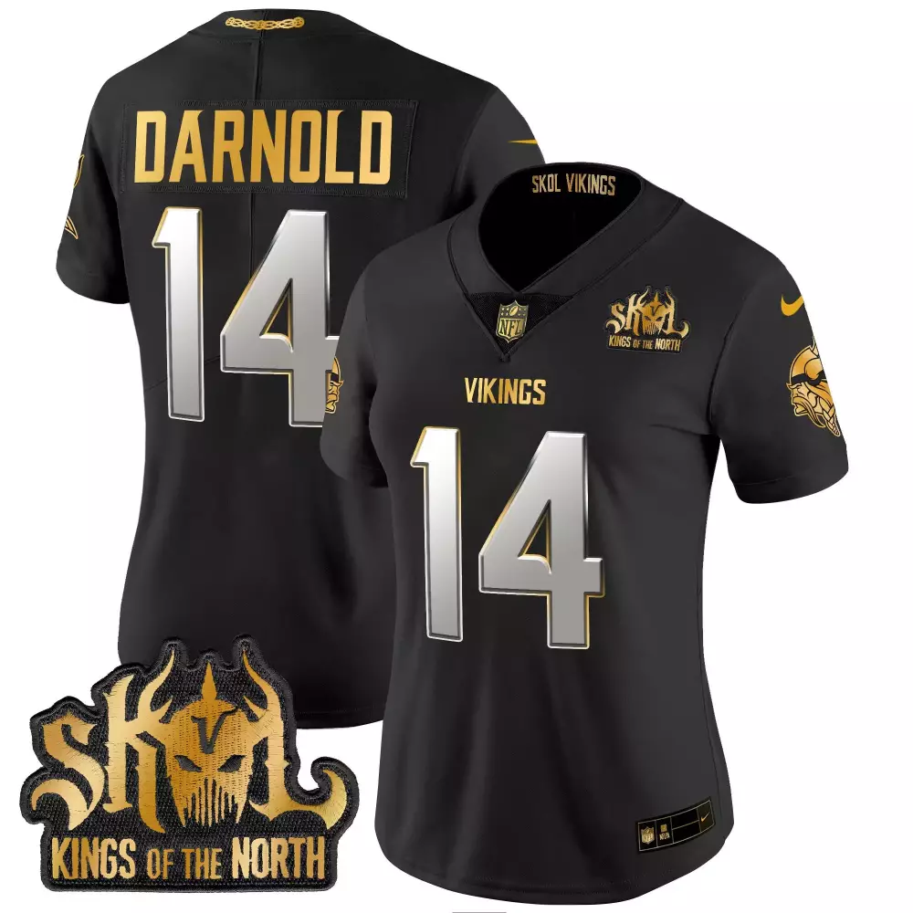 sam darnold black limited mens vikings 2024 winter warrior skol patch gold vapor limited jersey all stitched