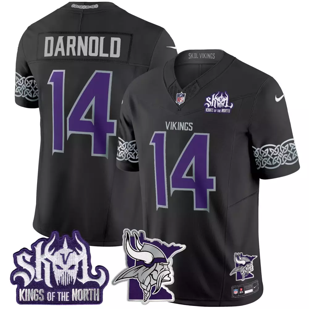 sam darnold black limited mens vikings 2024 winter warrior skol patch gold vapor limited jersey all stitched