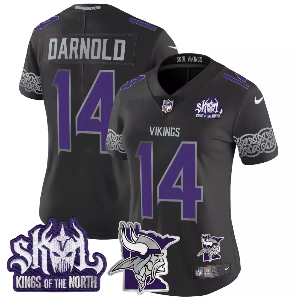 sam darnold black limited mens vikings 2024 winter warrior skol patch gold vapor limited jersey all stitched