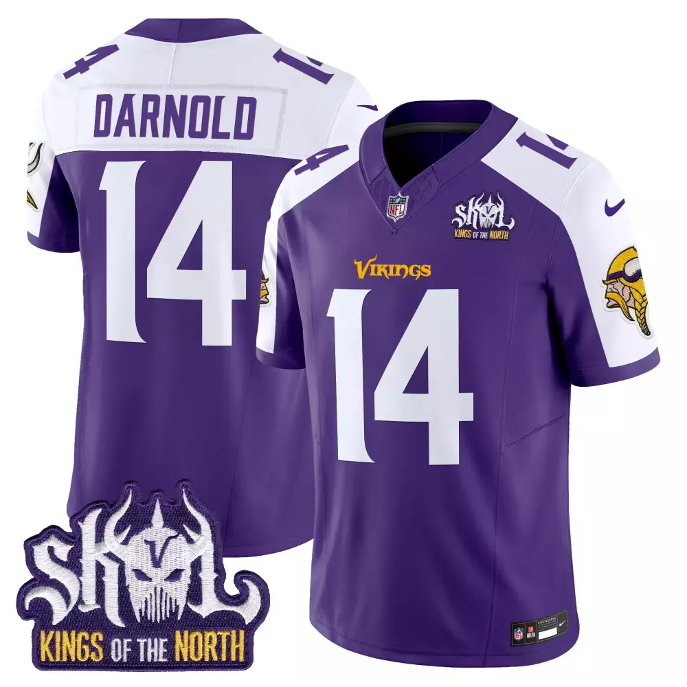 sam darnold purple alternate mens minnesota vikings king of the north patch throwback vapor limited jersey v2 all stitch