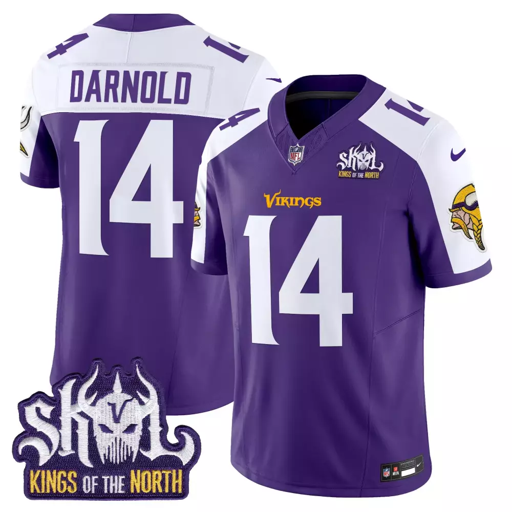 sam darnold purple alternate mens minnesota vikings king of the north patch throwback vapor limited jersey v2 all stitch