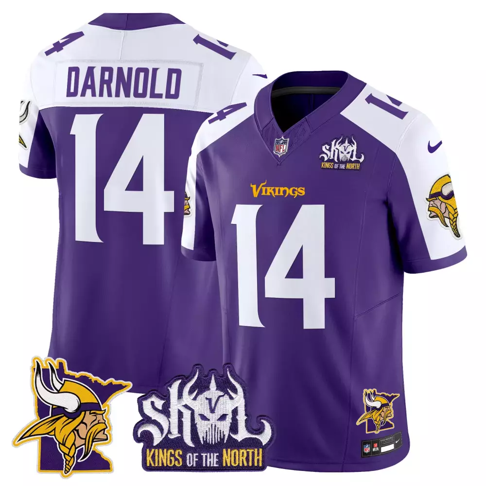 sam darnold purple alternate mens minnesota vikings king of the north patch throwback vapor limited jersey v2 all stitch