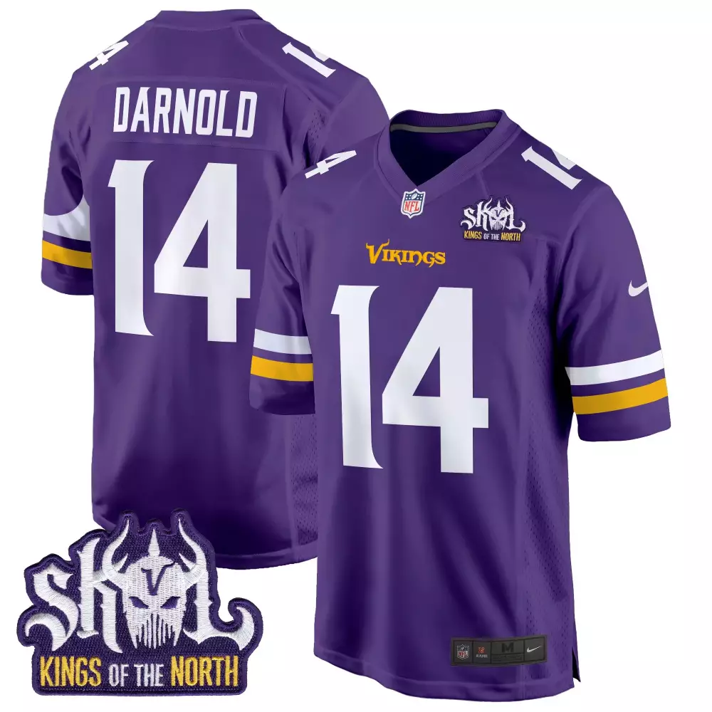 sam darnold purple mens minnesota vikings 2024 vapor limited jersey v2 est 1961 patch all stitched