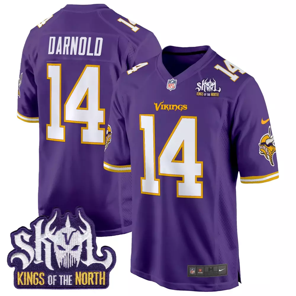 sam darnold purple mens minnesota vikings 2024 vapor limited jersey v2 est 1961 patch all stitched