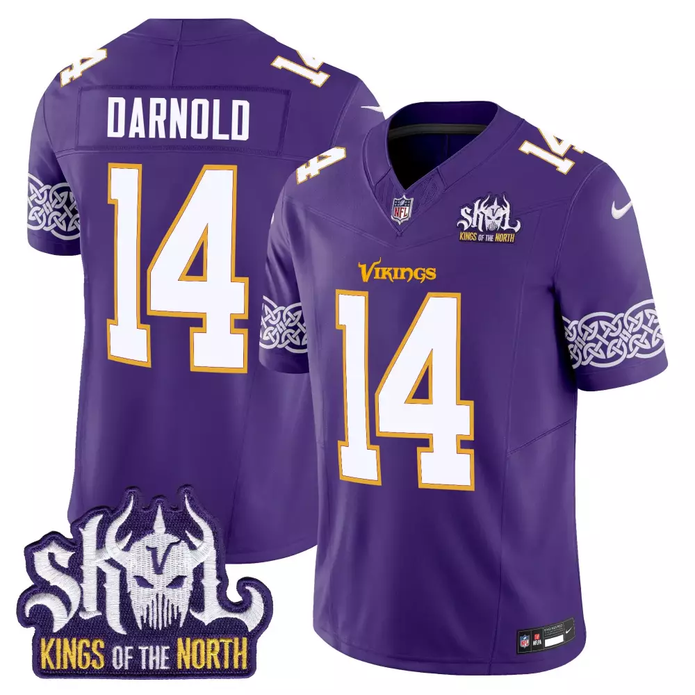 sam darnold purple mens minnesota vikings king of the north patch throwback vapor limited jersey v2 all stitched