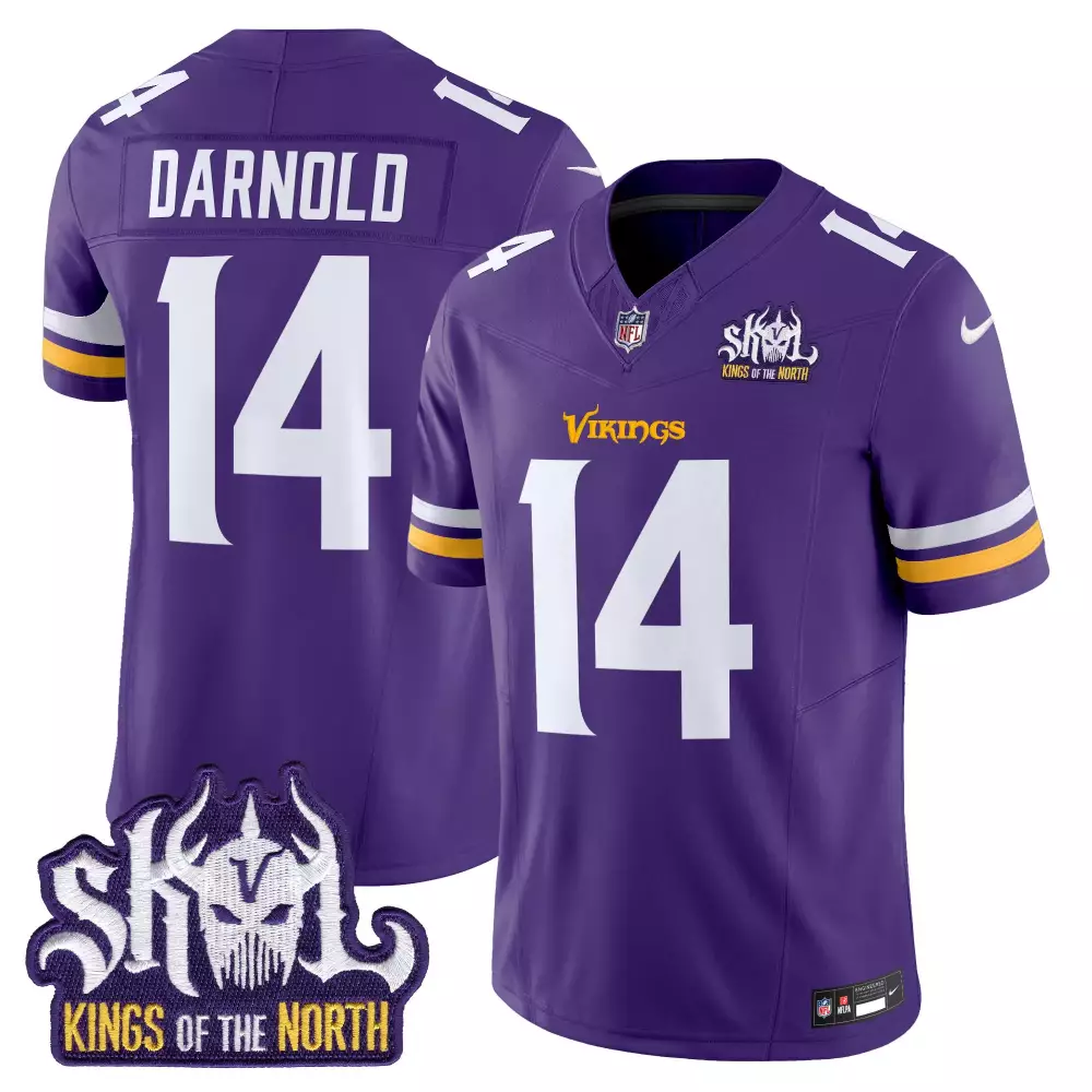 sam darnold purple mens minnesota vikings king of the north patch throwback vapor limited jersey v2 all stitched