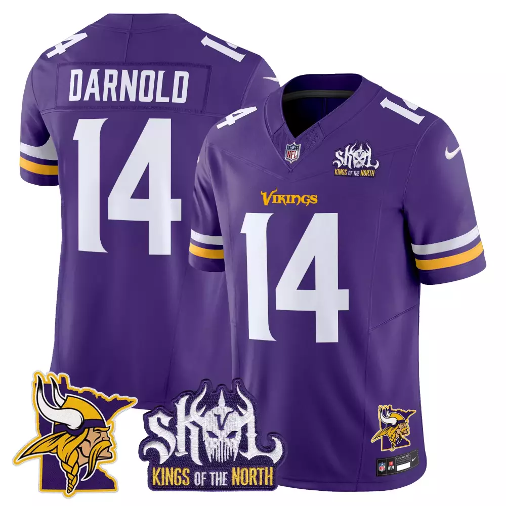 sam darnold purple mens minnesota vikings king of the north patch throwback vapor limited jersey v2 all stitched