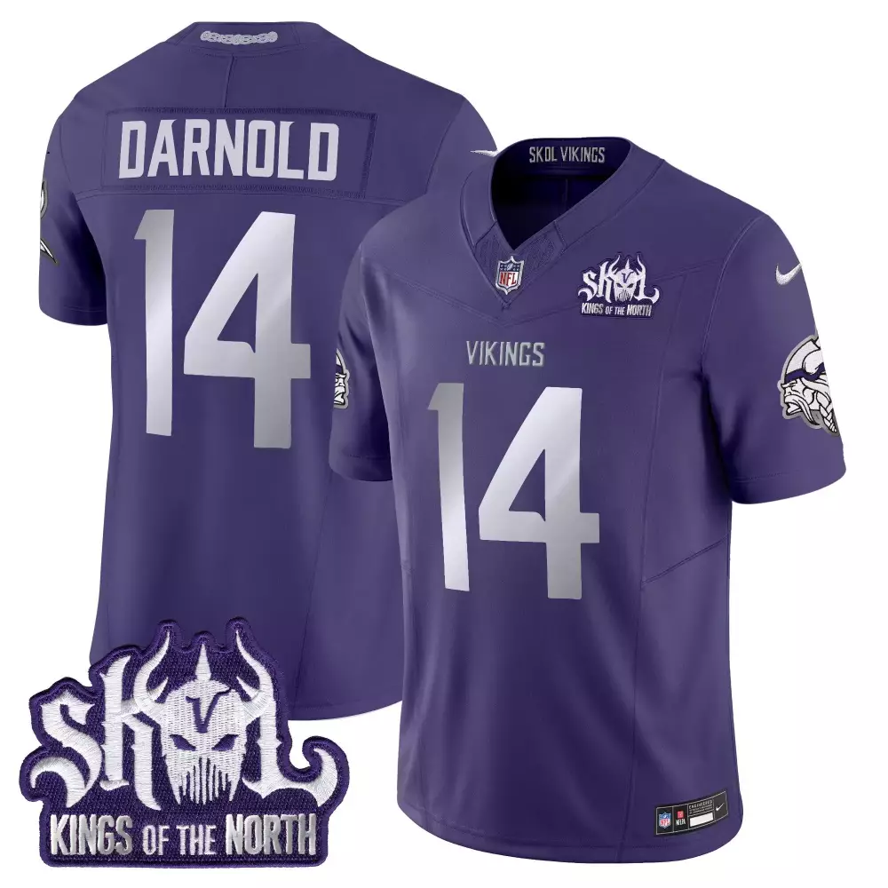 sam darnold purple mens vikings 2024 winter warrior skol patch vapor limited jersey all stitched