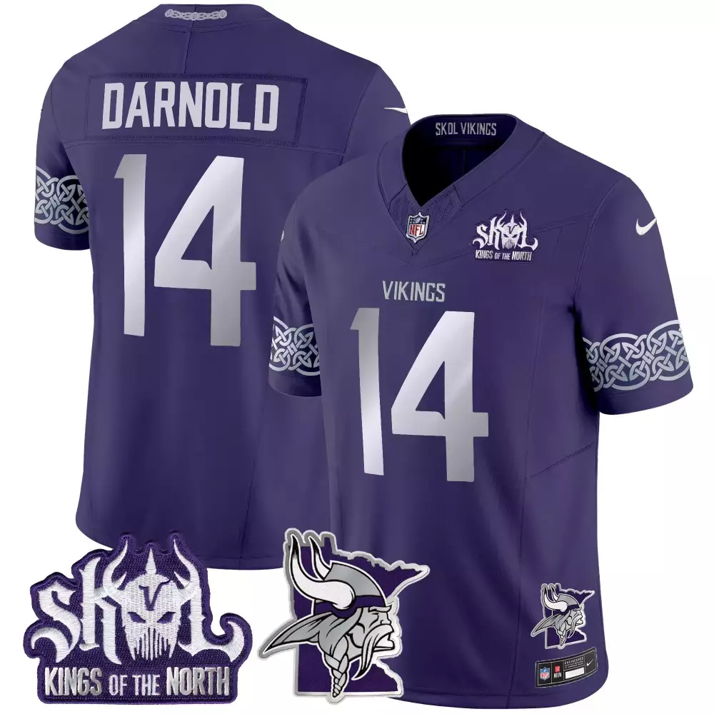 sam darnold purple mens vikings 2024 winter warrior skol patch vapor limited jersey all stitched