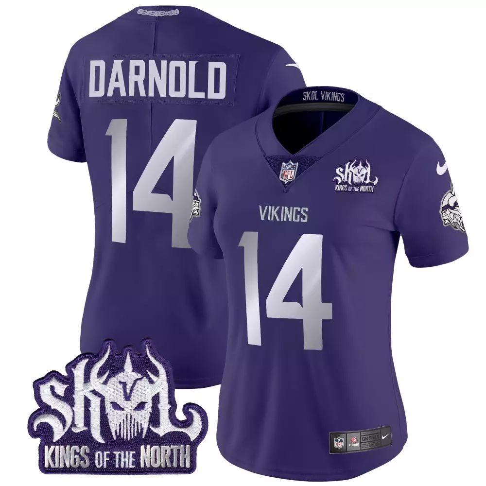 sam darnold purple mens vikings 2024 winter warrior skol patch vapor limited jersey all stitched