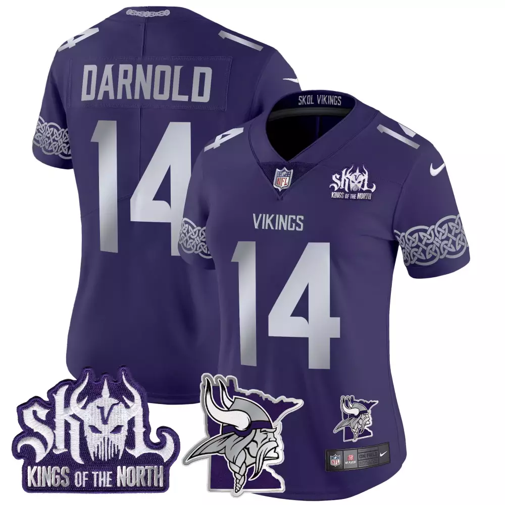 sam darnold purple mens vikings 2024 winter warrior skol patch vapor limited jersey all stitched