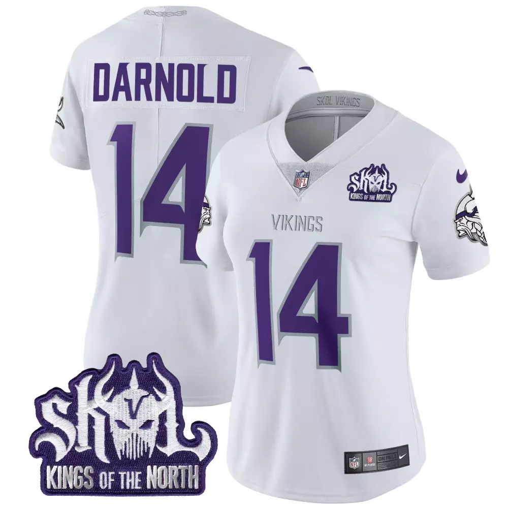 sam darnold white limited womens vikings 2024 winter warrior skol patch vapor limited jersey all stitched