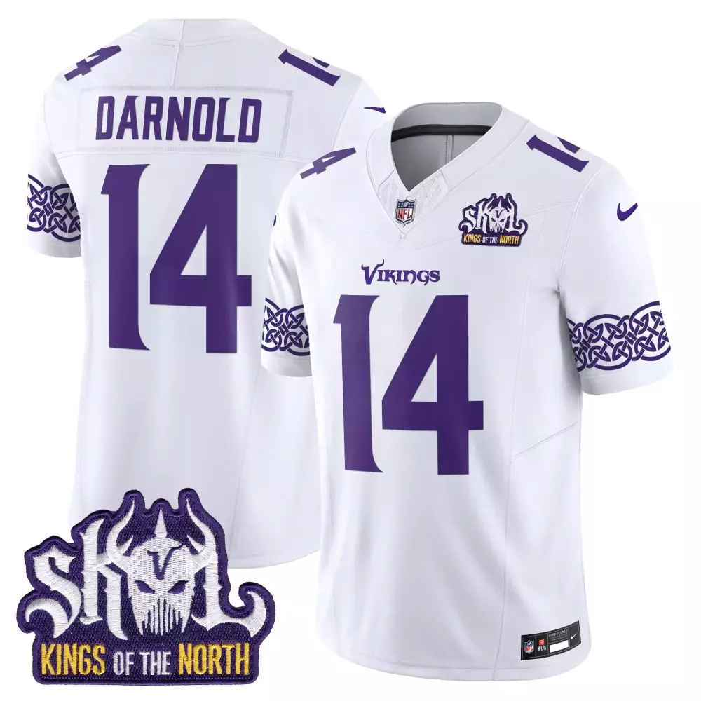 sam darnold white mens minnesota vikings kings of the north patch vapor limited jersey v2 all stitched