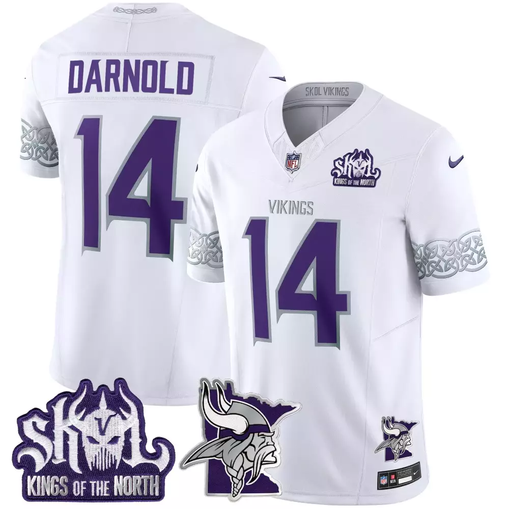 sam darnold white limited womens vikings 2024 winter warrior skol patch vapor limited jersey all stitched