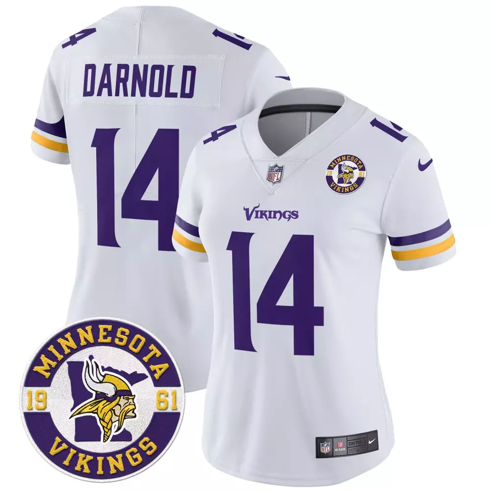 sam darnold white mens minnesota vikings kings of the north patch vapor limited jersey v2 all stitched