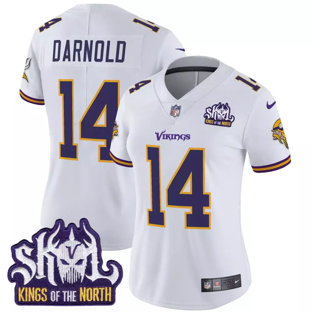 sam darnold white mens minnesota vikings kings of the north patch vapor limited jersey v2 all stitched