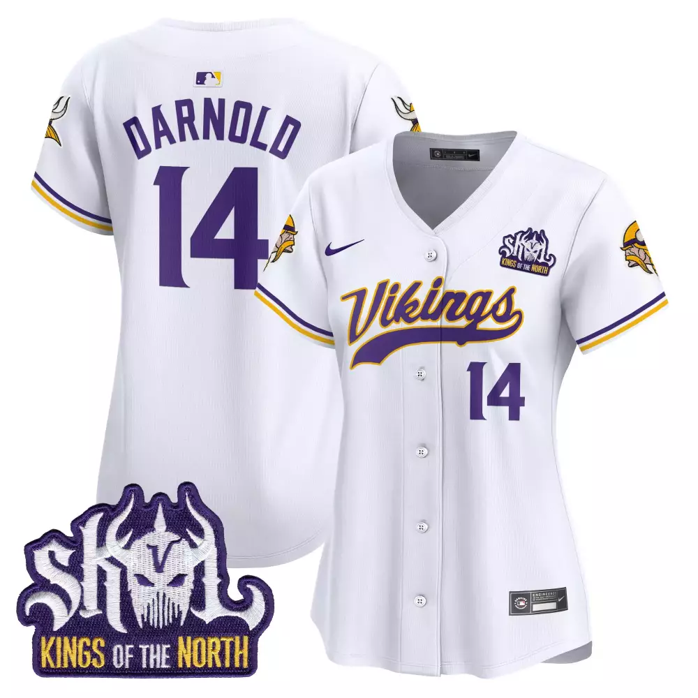 sam darnold white womens minnesota vikings kings of the north patch vapor limited jersey all stitched