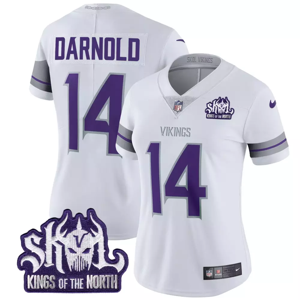 sam darnold white womens vikings 2024 winter warrior skol patch vapor limited jersey all stitched
