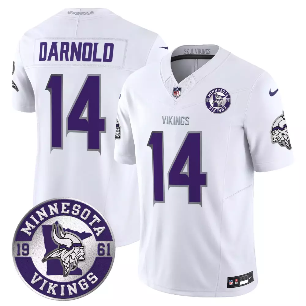 sam darnold white womens minnesota vikings kings of the north patch vapor limited jersey all stitched