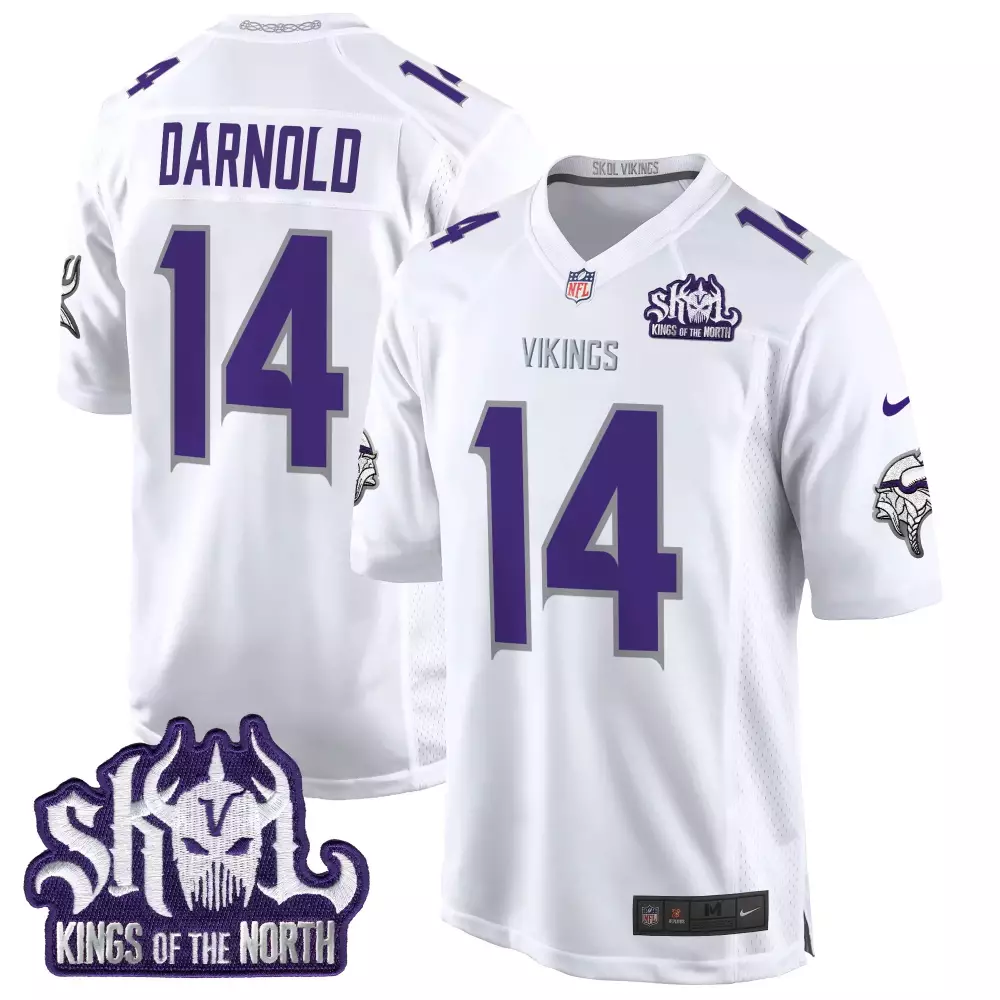 sam darnold white womens minnesota vikings kings of the north patch vapor limited jersey all stitched
