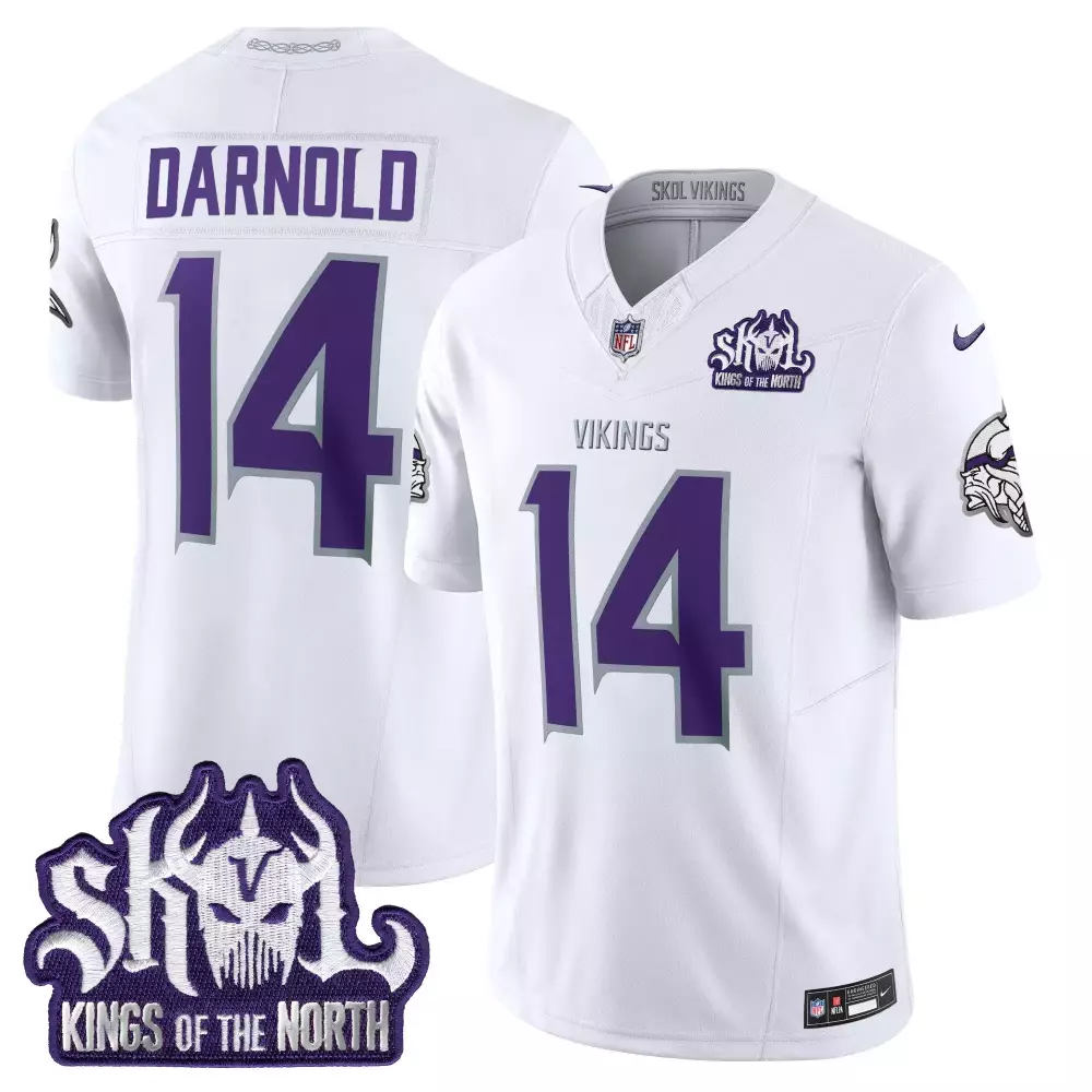 sam darnold winter warrior mens minnesota vikings king of the north patch throwback vapor limited jersey all stitched