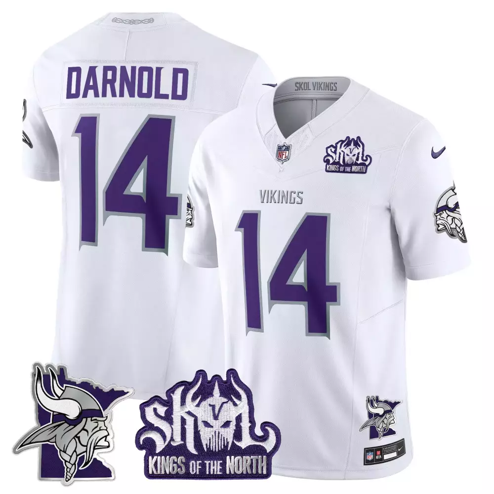 sam darnold winter warrior mens minnesota vikings king of the north patch throwback vapor limited jersey all stitched