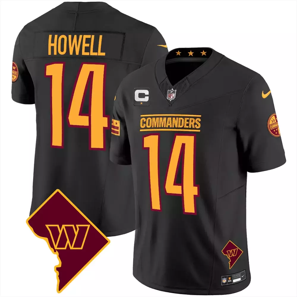sam howell black mens washington commanders 90th anniversary patch vapor jersey v3 all stitched