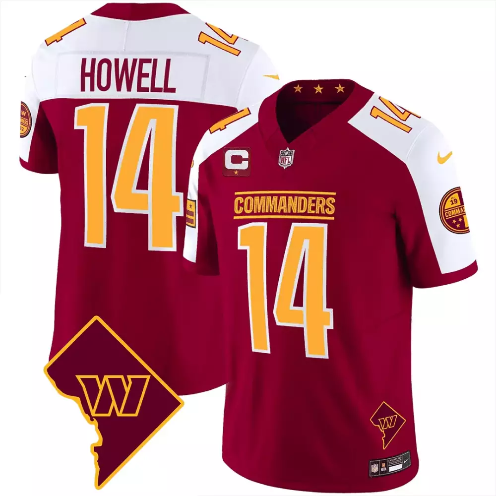 sam howell burgundy alternate mens washington commanders 90th anniversary patch vapor jersey v2 all stitched