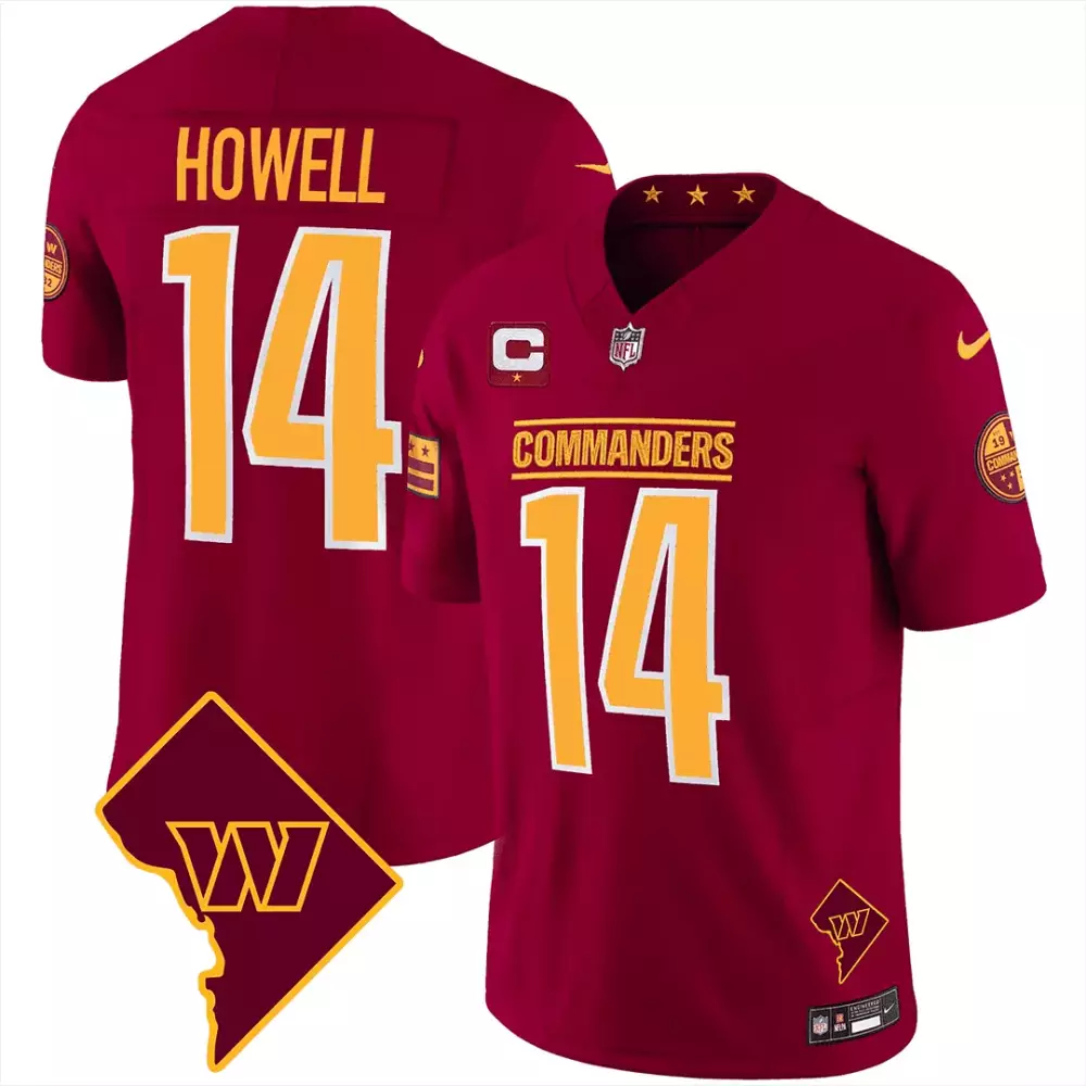 sam howell burgundy mens washington commanders 90th anniversary patch vapor jersey all stitched
