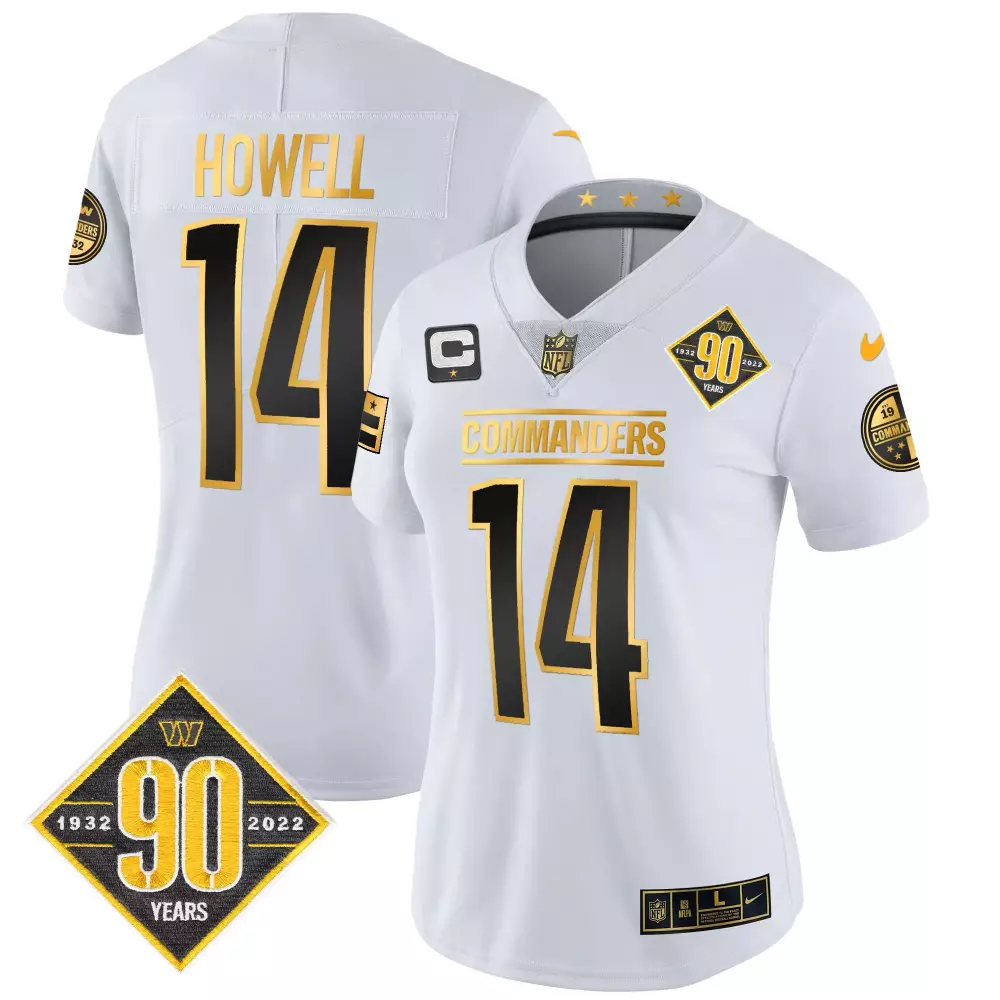 sam howell burgundy womens washington commanders 90th anniversary patch vapor jersey all stitched