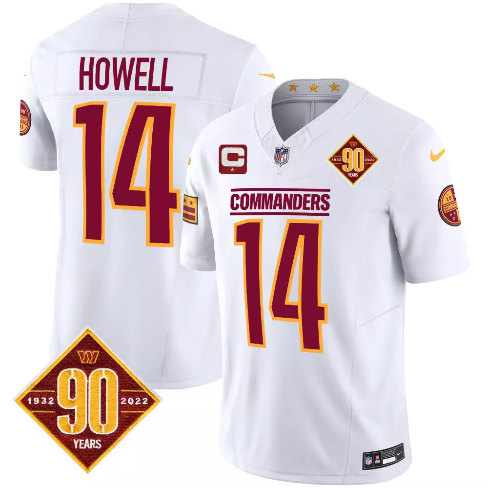 sam howell burgundy womens washington commanders 90th anniversary patch vapor jersey all stitched