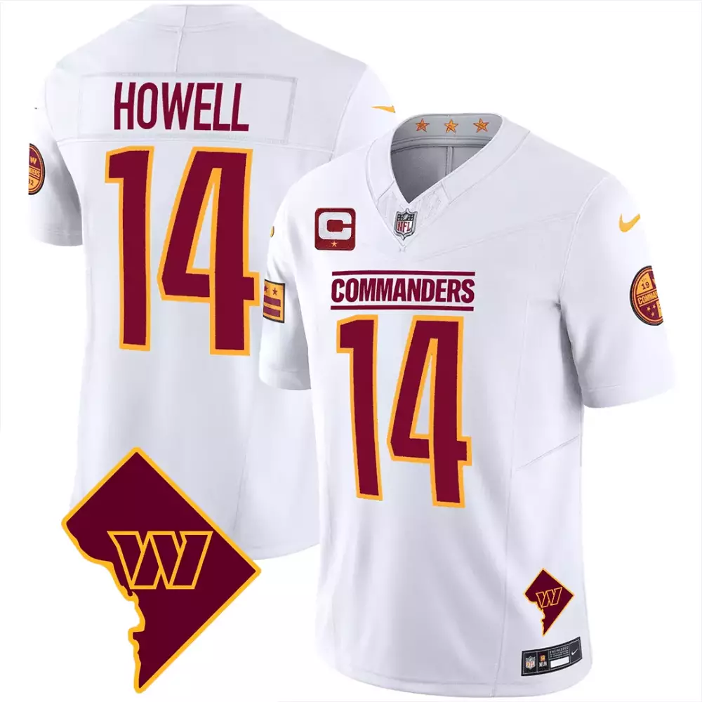 sam howell white mens washington commanders 90th anniversary patch vapor jersey v2 all stitched