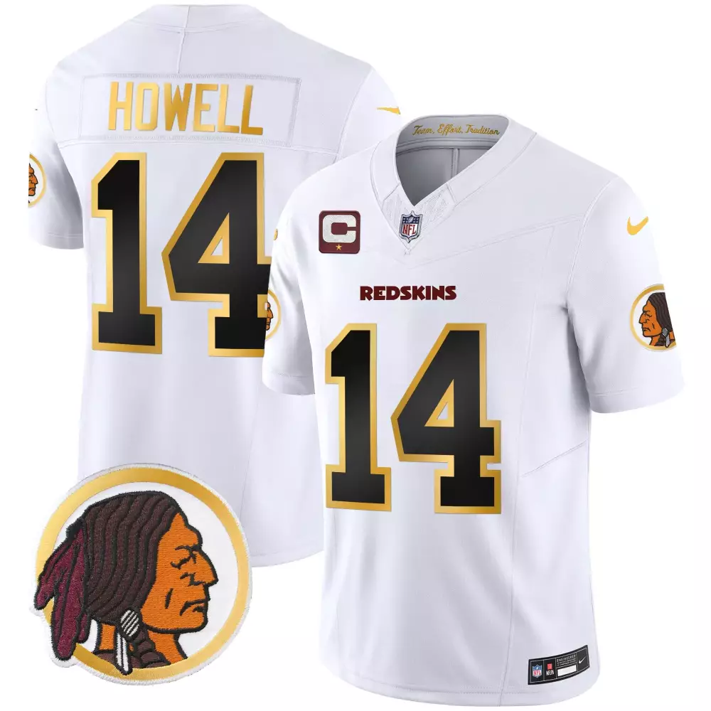 sam howell white mens washington redskins throwback vapor gold trim jersey all stitched