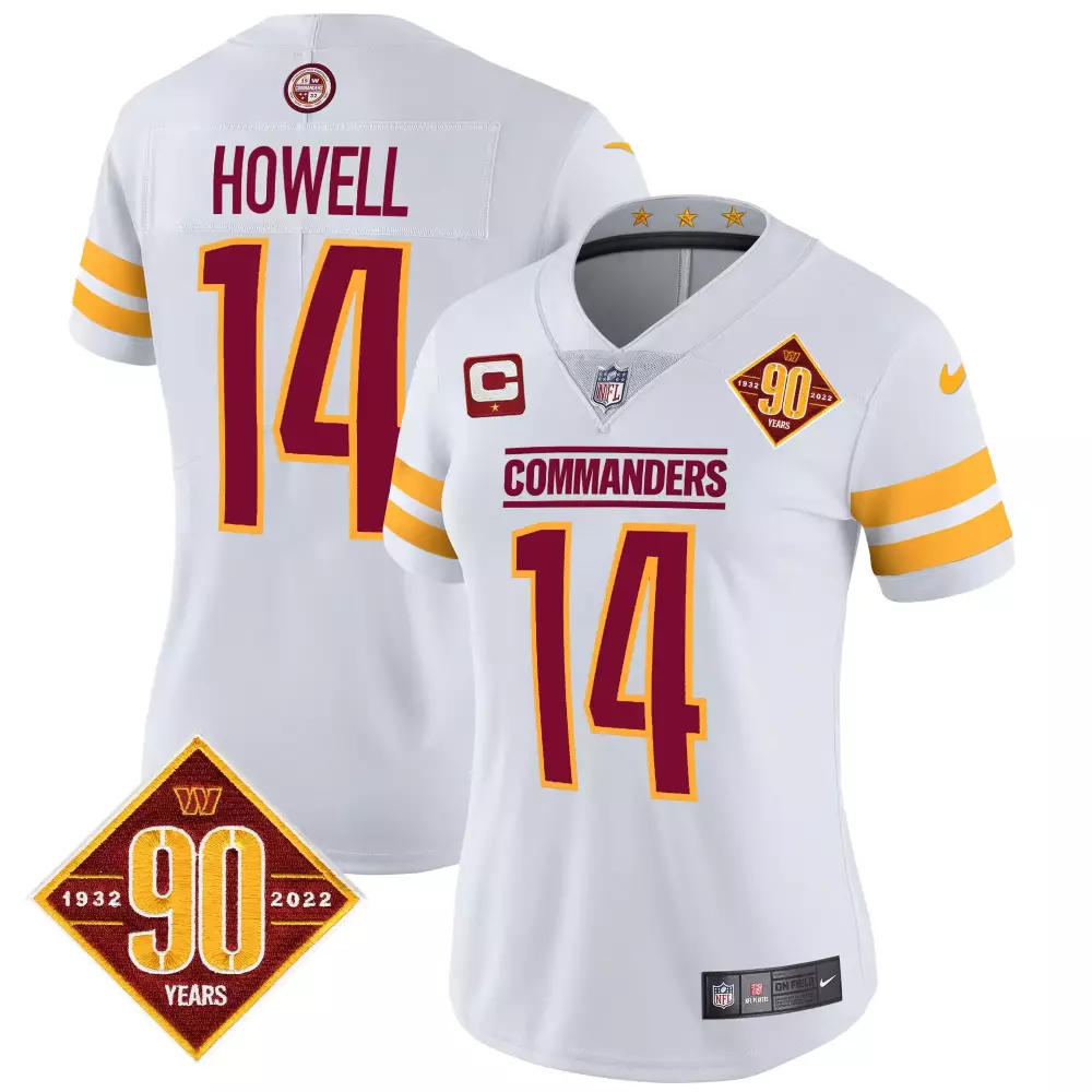 sam howell white womens washington commanders 90th anniversary patch vapor jersey v2 all stitched